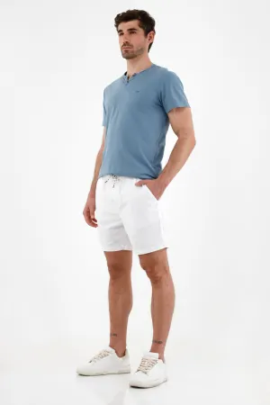 Bermuda blanca con pretina elástica para hombre