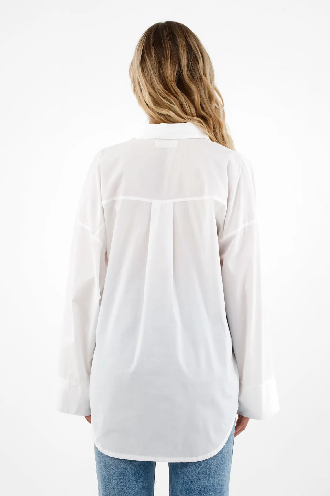 Camisa blanca en popelina para mujer