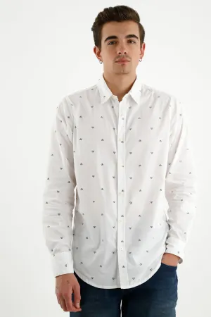 Camisa manga larga blanca para hombre