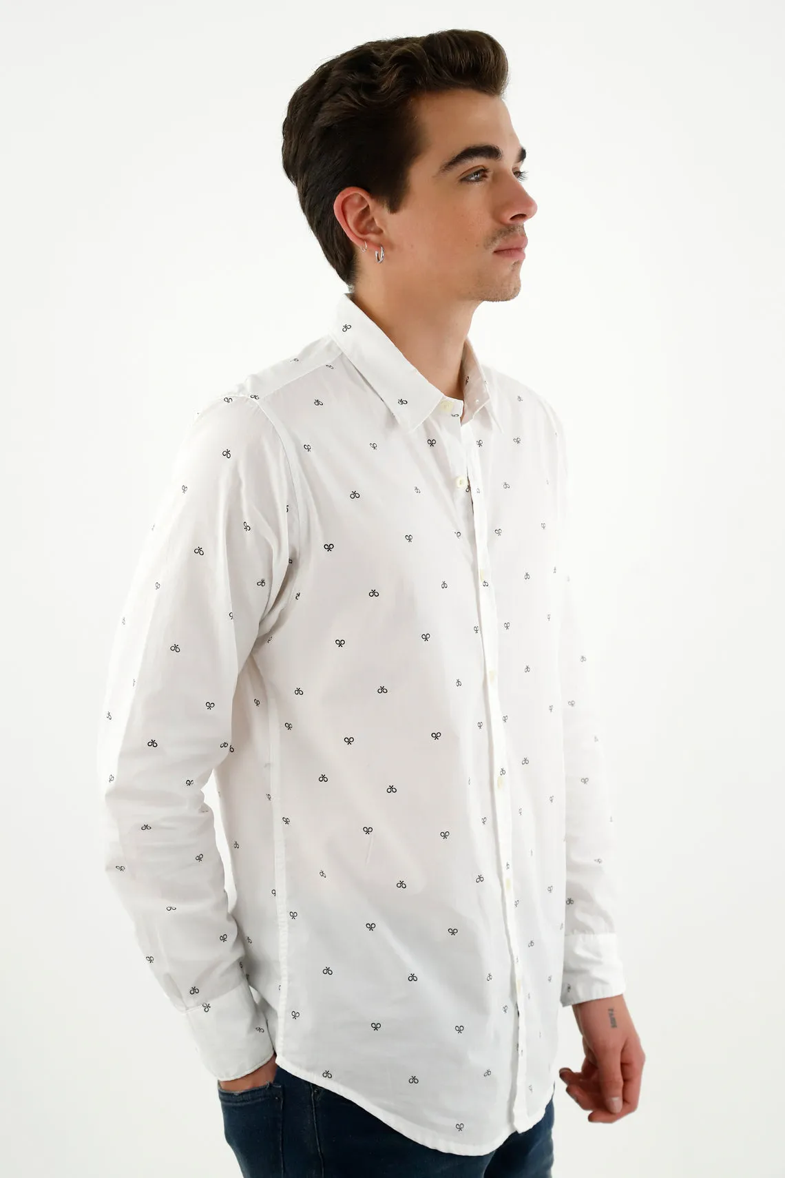 Camisa manga larga blanca para hombre