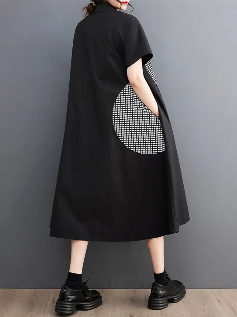 Elegant A-Line Dress for Women with Polo Collar - Close Your Eyes Brand