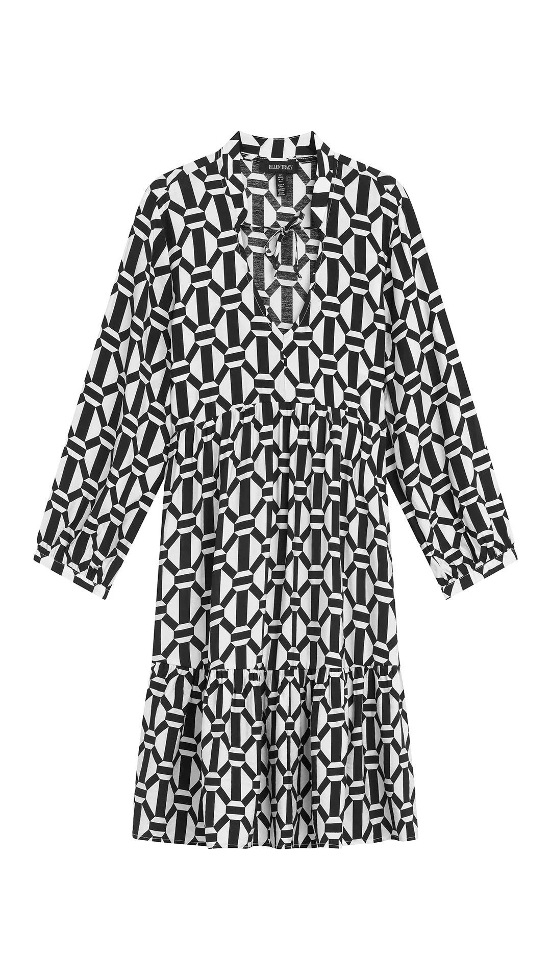 GEO PRINT TIERED DRESS