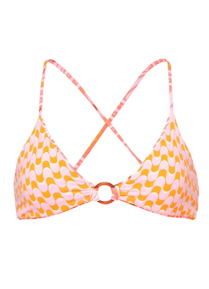 Maaji Peach Flowers Kenny Ring Front Bralette Bikini Top