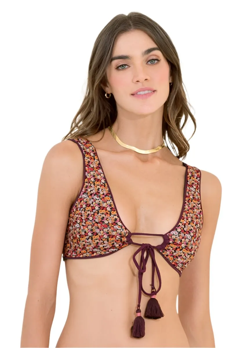 Maaji Pinot Red Banana Sporty Bralette Bikini Top