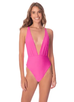 Maaji Radiant Pink Safri Plunge One Piece