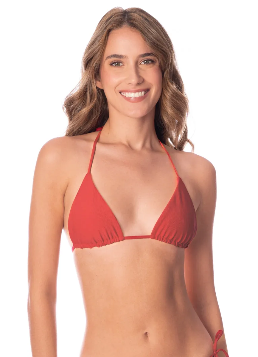 Maaji Red Camelia Balmy Sliding Triangle Bikini Top