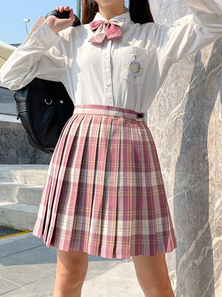 Plaid Women Pleated Skirt Bow Knot Summer High Waist Preppy Girls Dance Mini Skirt Cute A Line Harajuku Sexy Japan Faldas