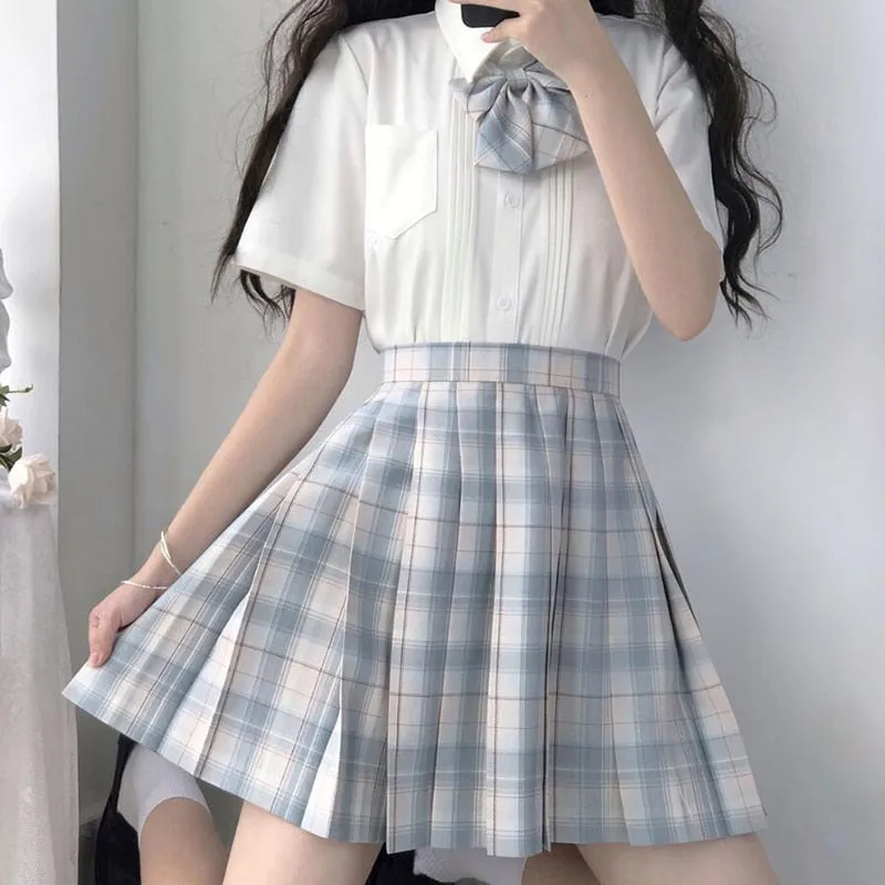 Plaid Women Pleated Skirt Bow Knot Summer High Waist Preppy Girls Dance Mini Skirt Cute A Line Harajuku Sexy Japan Faldas