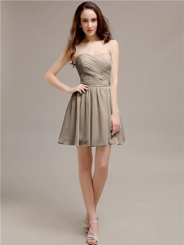 Simple Sweetheart A-Line Short Chiffon Bridesmaid Dresses