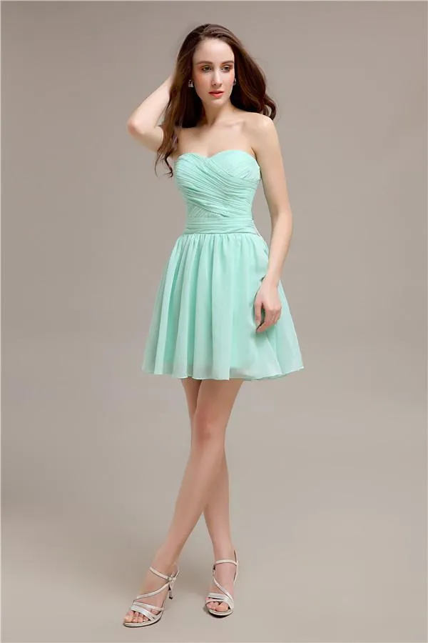 Simple Sweetheart A-Line Short Chiffon Bridesmaid Dresses