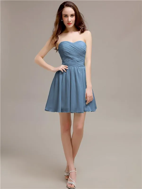 Simple Sweetheart A-Line Short Chiffon Bridesmaid Dresses