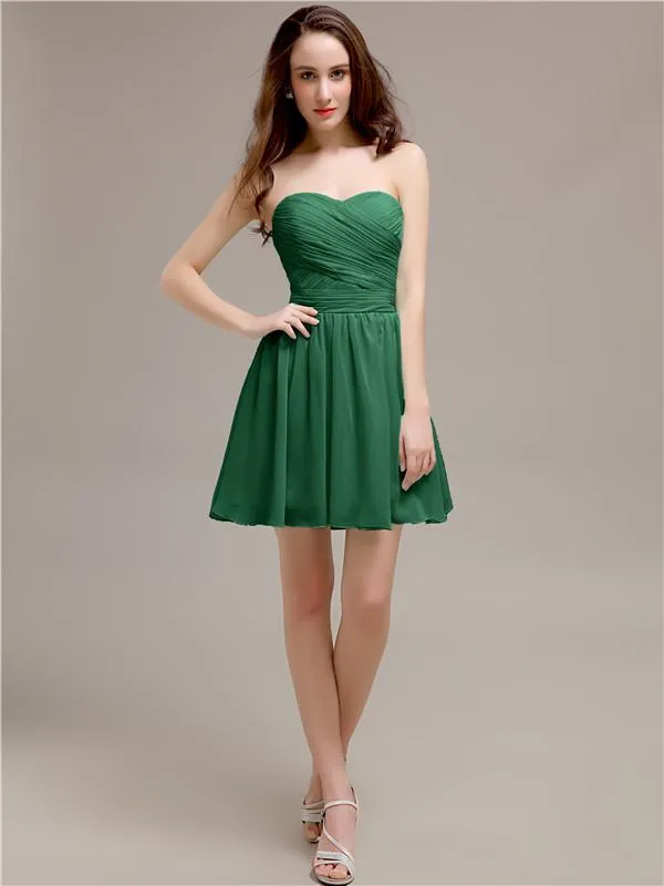 Simple Sweetheart A-Line Short Chiffon Bridesmaid Dresses