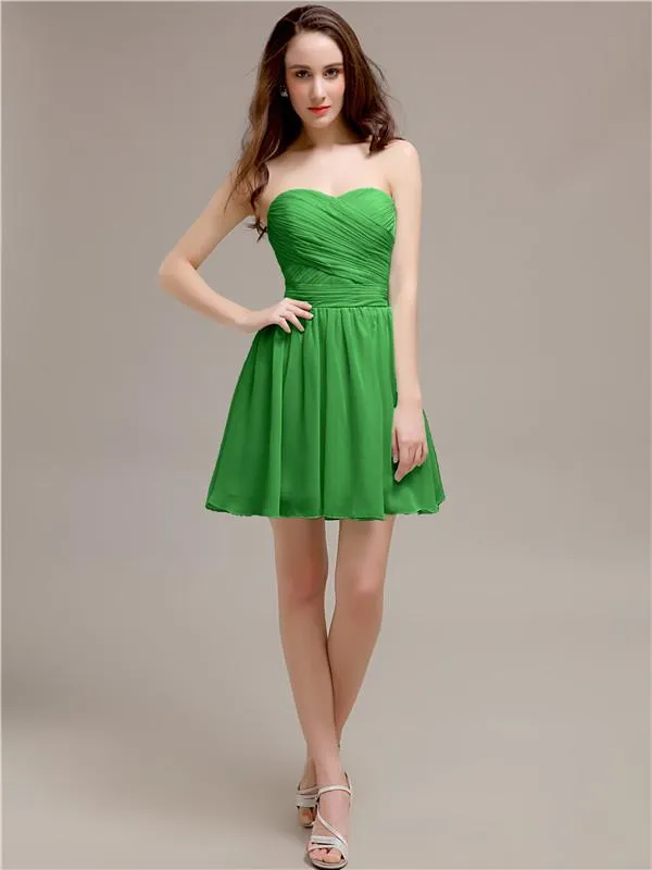 Simple Sweetheart A-Line Short Chiffon Bridesmaid Dresses