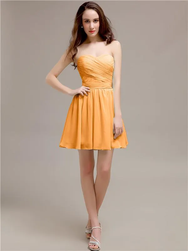 Simple Sweetheart A-Line Short Chiffon Bridesmaid Dresses