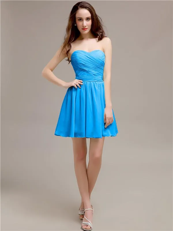 Simple Sweetheart A-Line Short Chiffon Bridesmaid Dresses