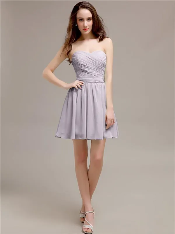 Simple Sweetheart A-Line Short Chiffon Bridesmaid Dresses