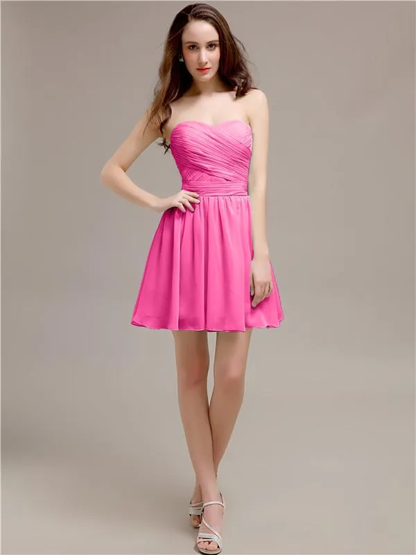 Simple Sweetheart A-Line Short Chiffon Bridesmaid Dresses