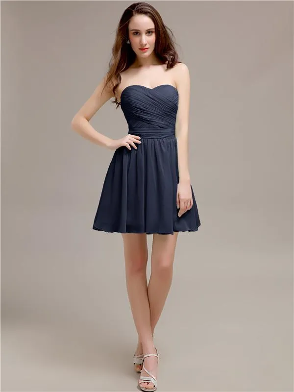 Simple Sweetheart A-Line Short Chiffon Bridesmaid Dresses