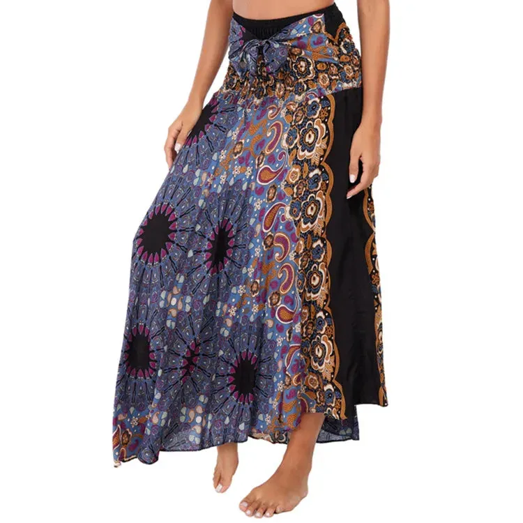 Toleet-Sexy Woman Long Jupe Bohemian Boho Flowers Elastic Waist Faldas Fashion Skirts Women Clothes Roupas Saia Bottom Women Skirt New