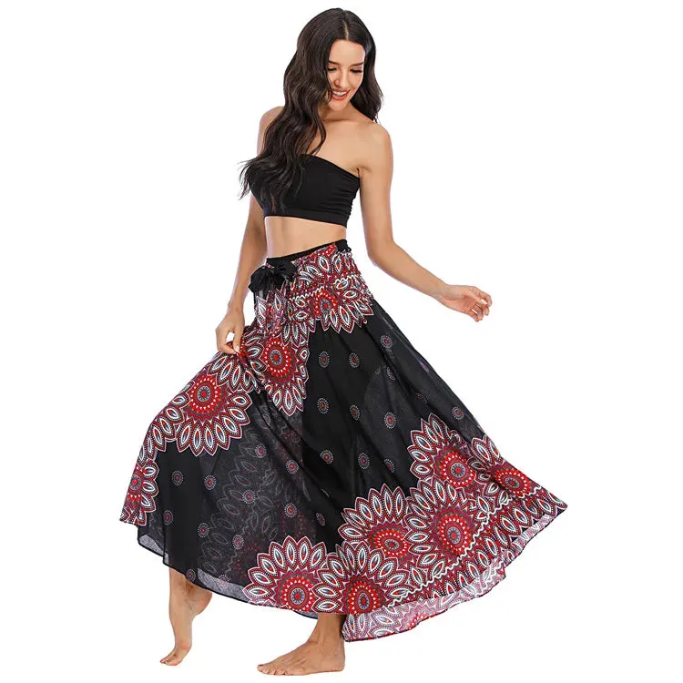 Toleet-Sexy Woman Long Jupe Bohemian Boho Flowers Elastic Waist Faldas Fashion Skirts Women Clothes Roupas Saia Bottom Women Skirt New