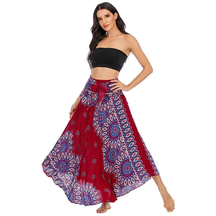 Toleet-Sexy Woman Long Jupe Bohemian Boho Flowers Elastic Waist Faldas Fashion Skirts Women Clothes Roupas Saia Bottom Women Skirt New