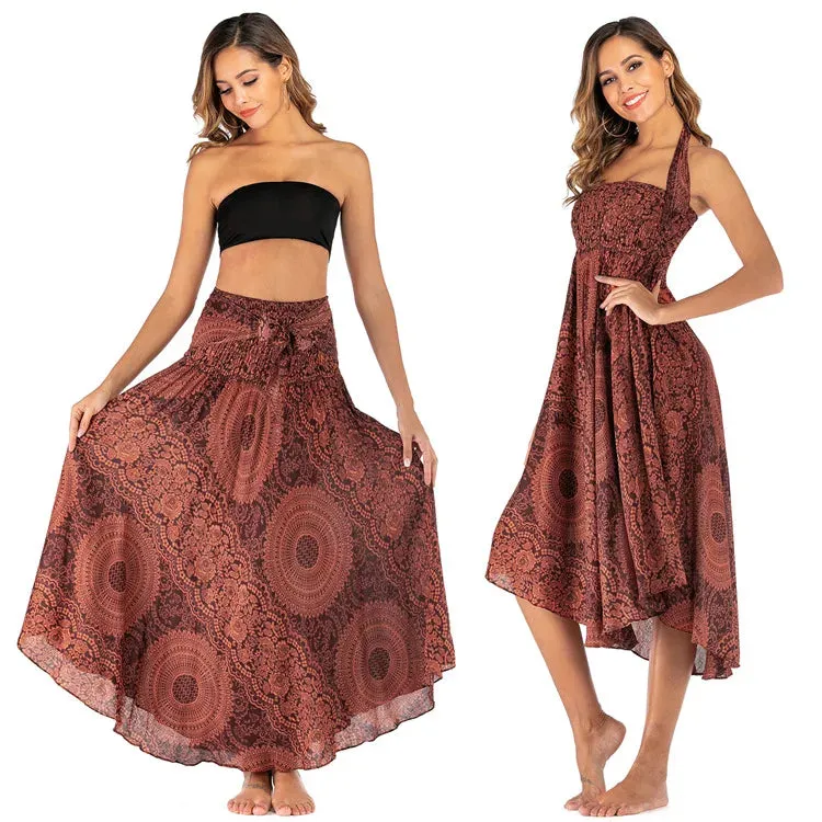 Toleet-Sexy Woman Long Jupe Bohemian Boho Flowers Elastic Waist Faldas Fashion Skirts Women Clothes Roupas Saia Bottom Women Skirt New