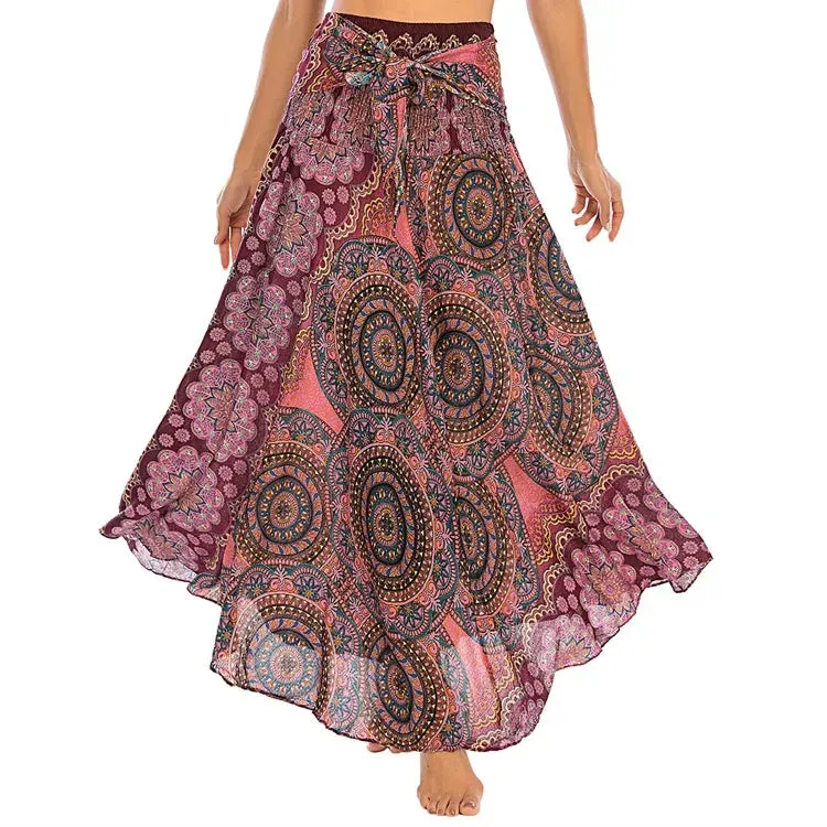 Toleet-Sexy Woman Long Jupe Bohemian Boho Flowers Elastic Waist Faldas Fashion Skirts Women Clothes Roupas Saia Bottom Women Skirt New