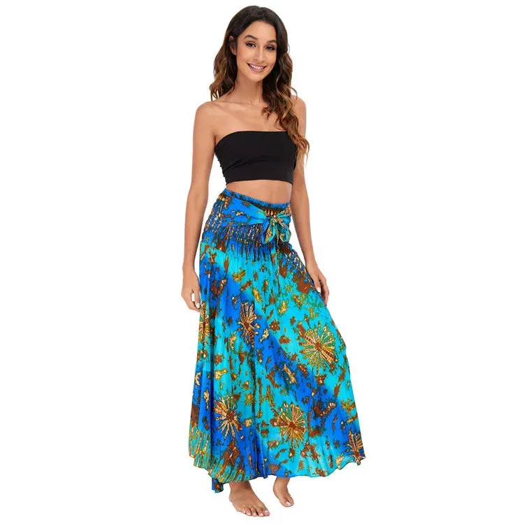 Toleet-Sexy Woman Long Jupe Bohemian Boho Flowers Elastic Waist Faldas Fashion Skirts Women Clothes Roupas Saia Bottom Women Skirt New