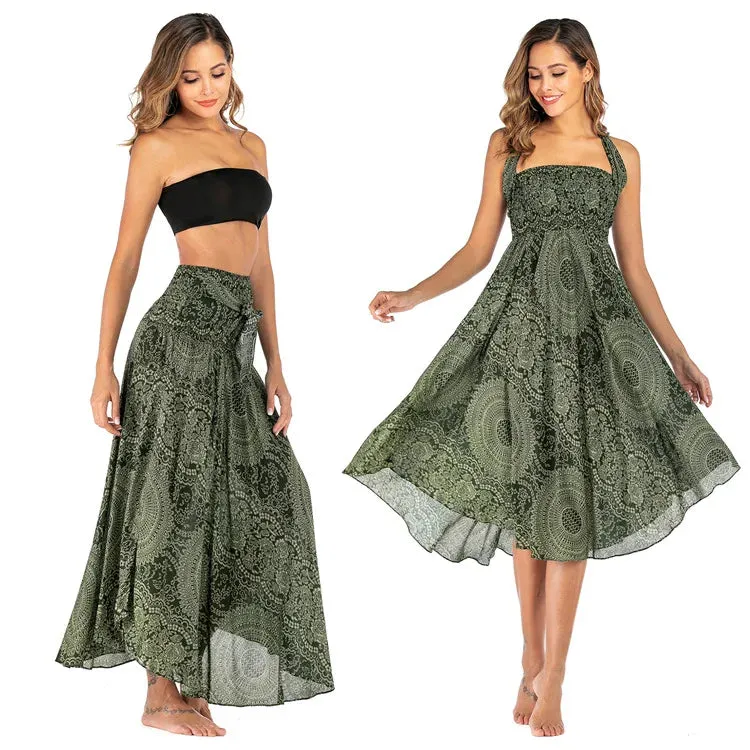 Toleet-Sexy Woman Long Jupe Bohemian Boho Flowers Elastic Waist Faldas Fashion Skirts Women Clothes Roupas Saia Bottom Women Skirt New