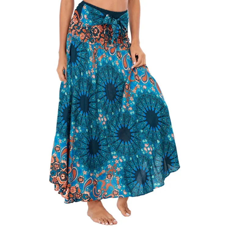 Toleet-Sexy Woman Long Jupe Bohemian Boho Flowers Elastic Waist Faldas Fashion Skirts Women Clothes Roupas Saia Bottom Women Skirt New