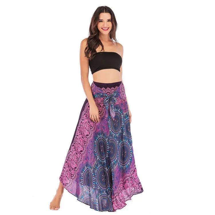 Toleet-Sexy Woman Long Jupe Bohemian Boho Flowers Elastic Waist Faldas Fashion Skirts Women Clothes Roupas Saia Bottom Women Skirt New