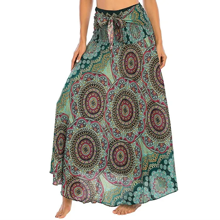 Toleet-Sexy Woman Long Jupe Bohemian Boho Flowers Elastic Waist Faldas Fashion Skirts Women Clothes Roupas Saia Bottom Women Skirt New