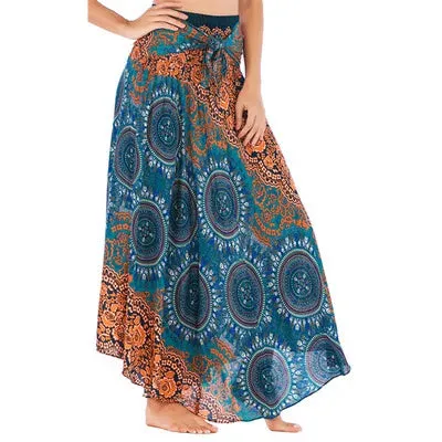 Toleet-Sexy Woman Long Jupe Bohemian Boho Flowers Elastic Waist Faldas Fashion Skirts Women Clothes Roupas Saia Bottom Women Skirt New