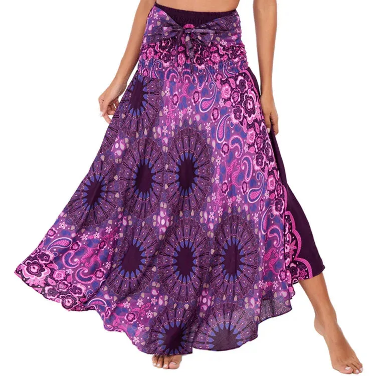 Toleet-Sexy Woman Long Jupe Bohemian Boho Flowers Elastic Waist Faldas Fashion Skirts Women Clothes Roupas Saia Bottom Women Skirt New