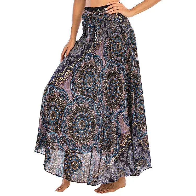 Toleet-Sexy Woman Long Jupe Bohemian Boho Flowers Elastic Waist Faldas Fashion Skirts Women Clothes Roupas Saia Bottom Women Skirt New